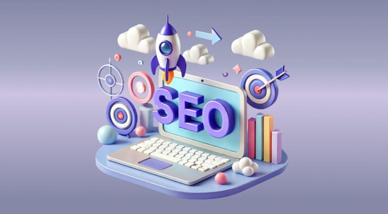 Colorful illustration of SEO concepts
