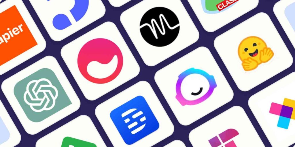 Grid of various app icons.